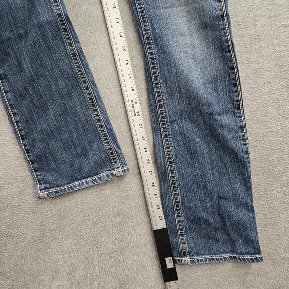 Wrangler Women Jeans 28 Blue Denim Logo Premium Patch Retro Mae Mid Rise Bootcut - Picture 4 of 13